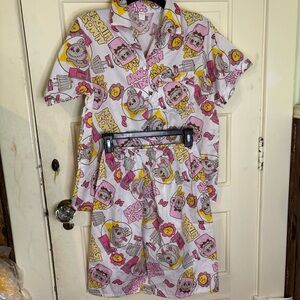 Set of 2 Pieces Pajama set Cartoon Monster Character LB size S-M Multi color New